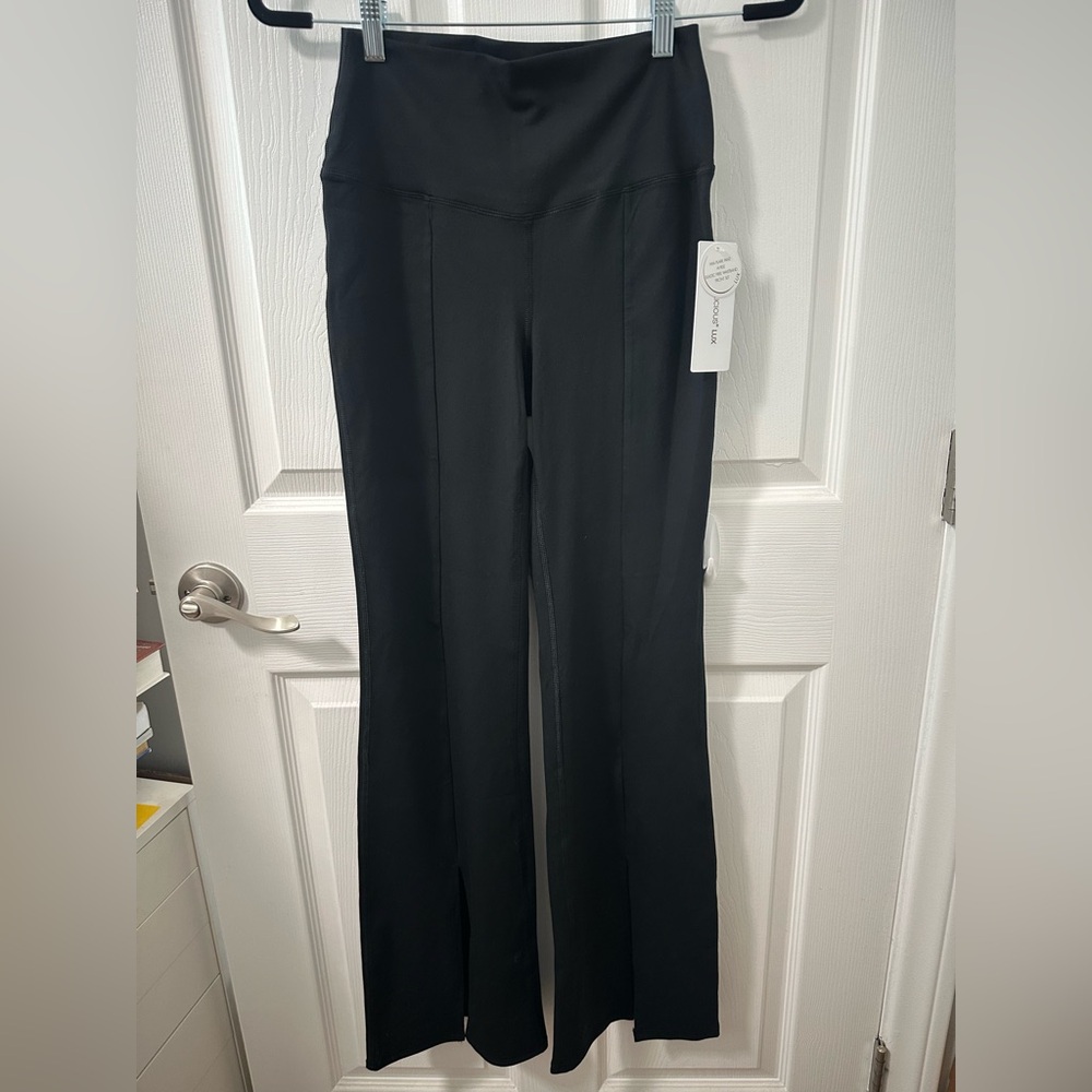 Yogalicious Womens Lux Mia High Elastic Free Waist Flare Leg Pant. Medium. Black - Picture 4 of 10